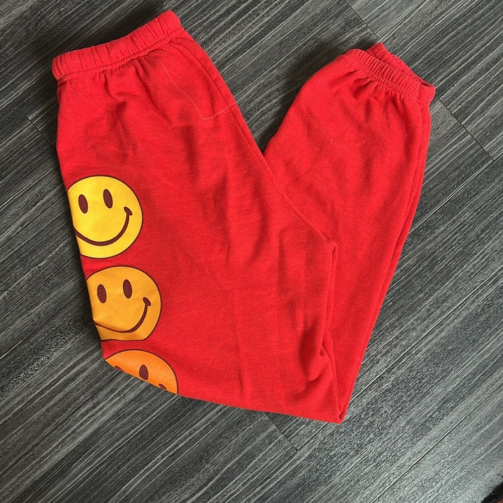 Aviator Nation Red Smiley Face Sweatpants